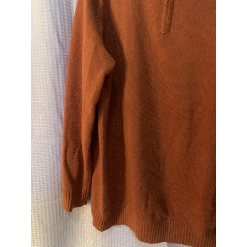 LL Bean Rusty Orange 1/4 Zip Mock Neck 100% Cotton Pullover Sweater‎  XXL Tall